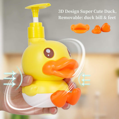 Cute Soap Dispenser for Kids Gift,Fun Dispenser for Bathroom Kitchen Countertop Vanity Fit Lotion Shampoo Shower Hand Sanitizer,Animal Yellow B Duck Themed Soap Bottle with Pump Bath Accessories
