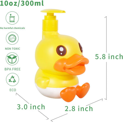 Cute Soap Dispenser for Kids Gift,Fun Dispenser for Bathroom Kitchen Countertop Vanity Fit Lotion Shampoo Shower Hand Sanitizer,Animal Yellow B Duck Themed Soap Bottle with Pump Bath Accessories